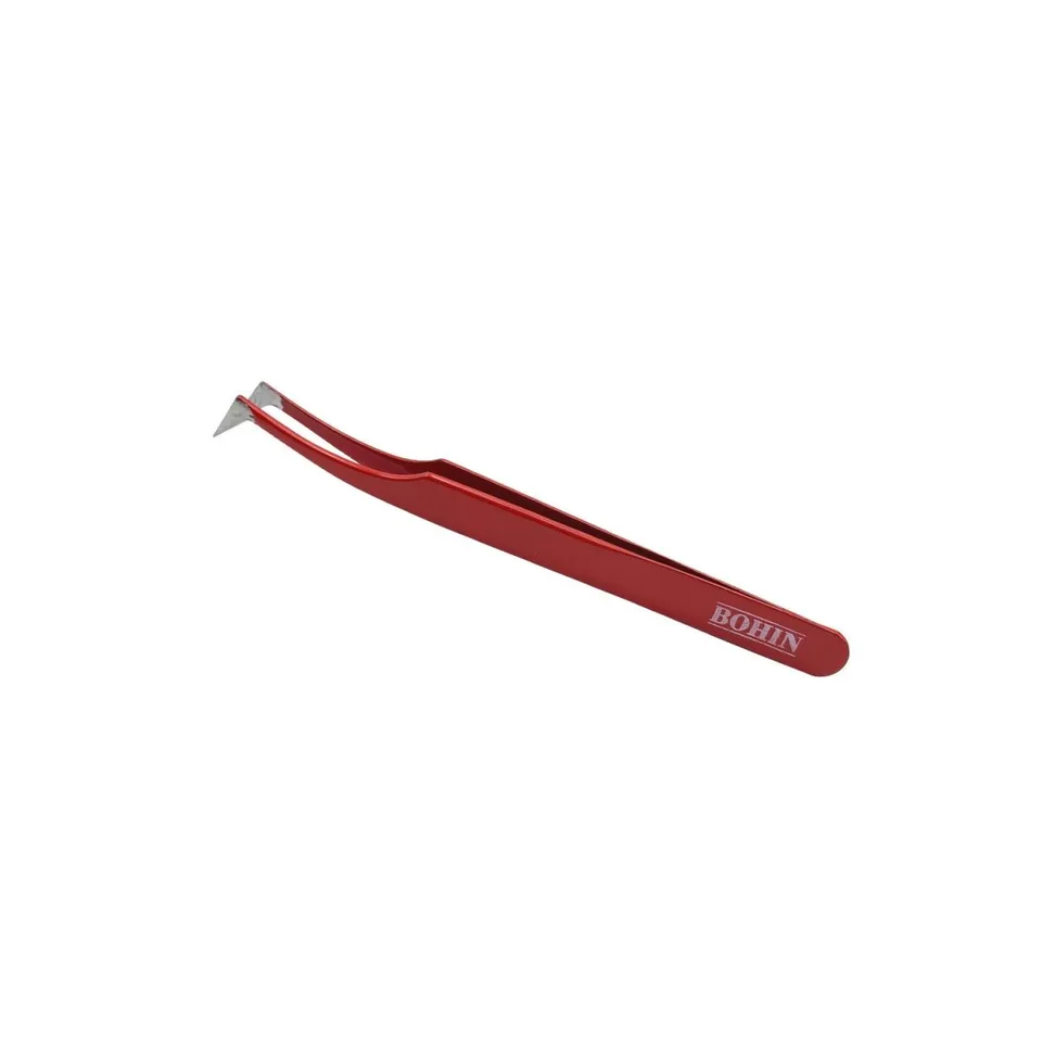 Bohin Pince art textile brucelles epoxy rouge 13 cm