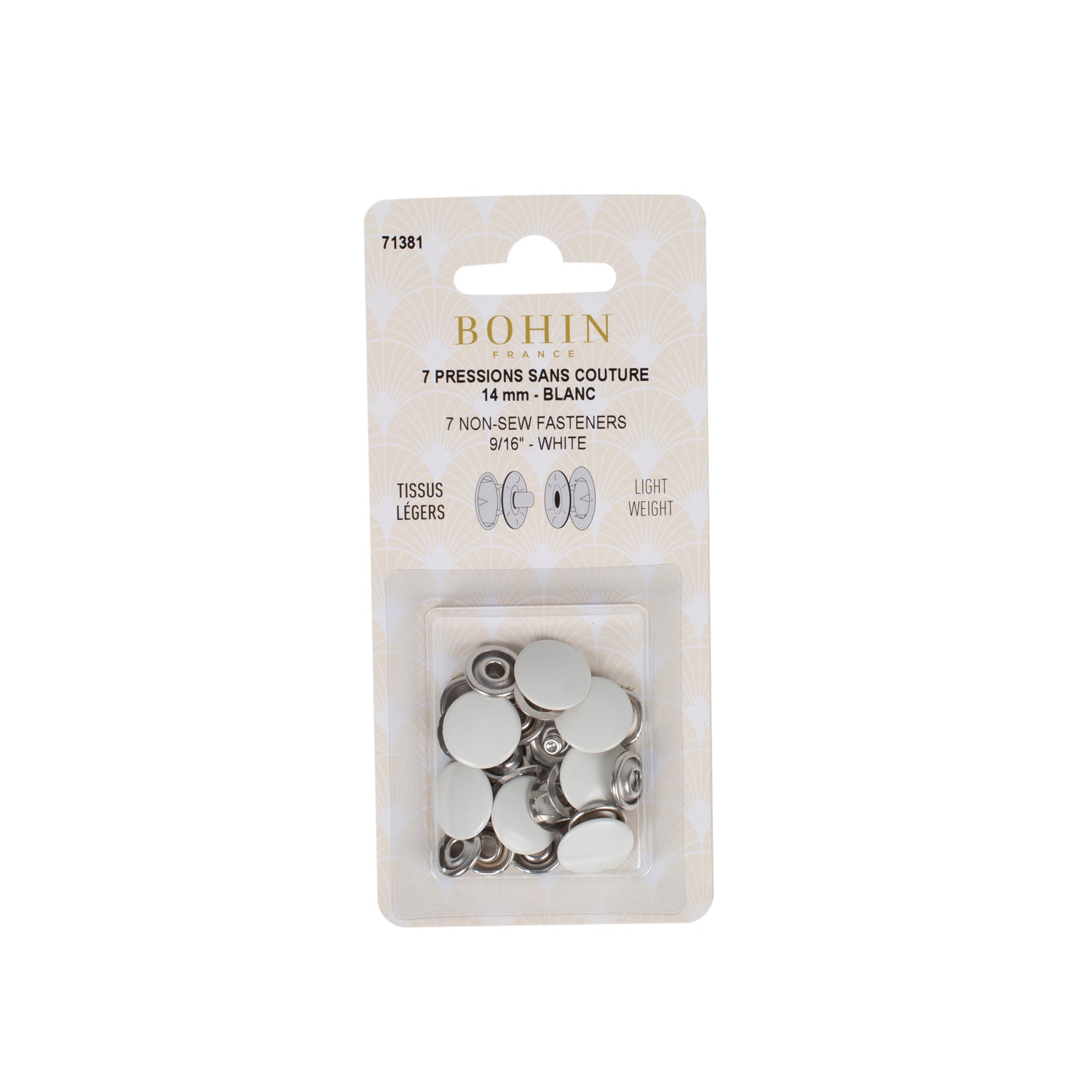 Bohin pressions bouton pression 14 mm argent