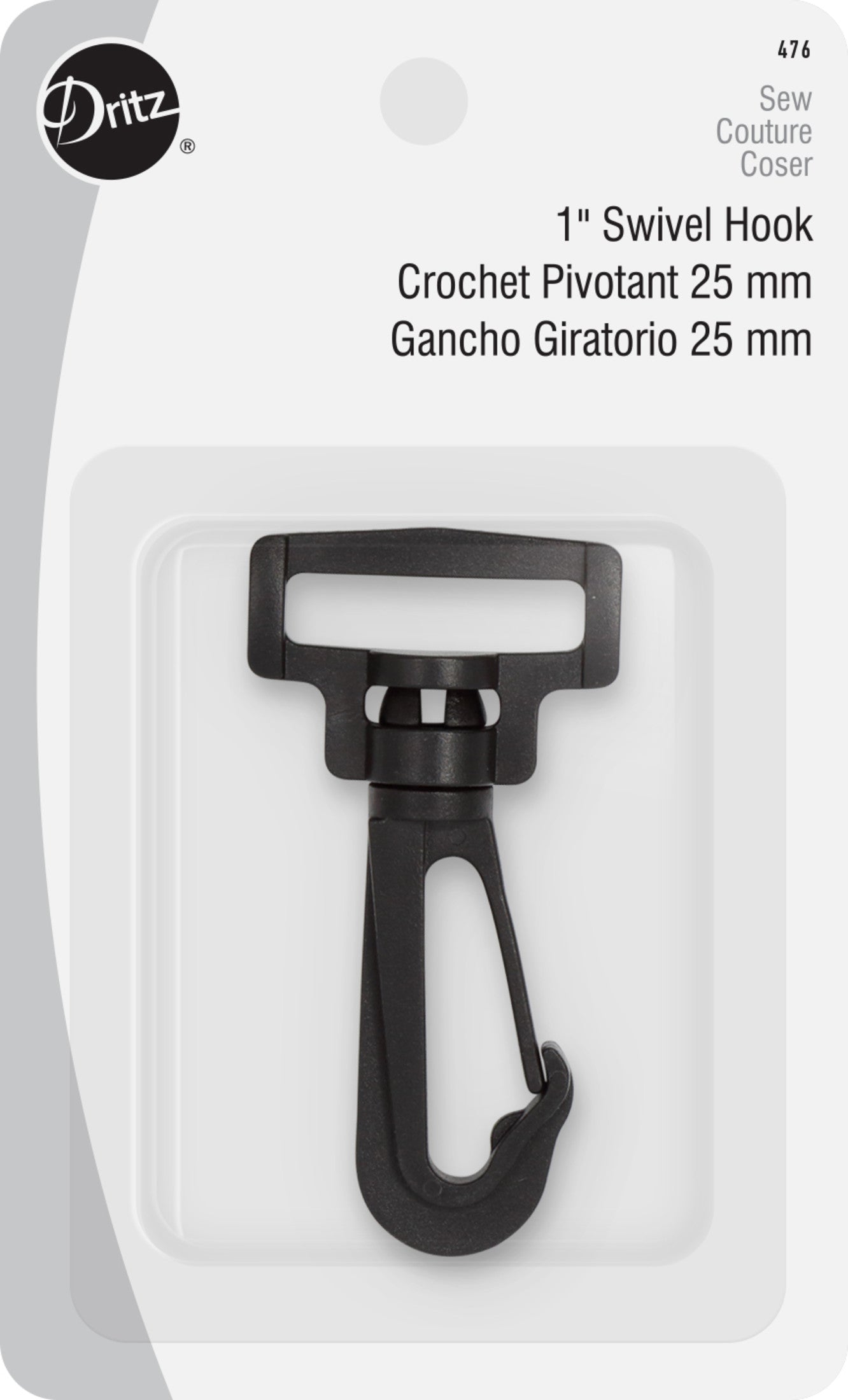 Dritz 476 mousqueton pivotant noir 25 mm