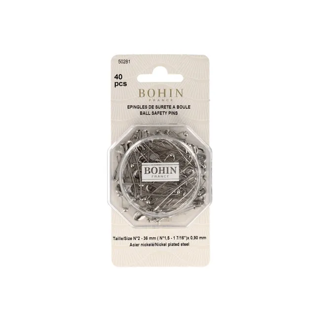 Bohin Épingles à nourrice boule 36 mm boîte 40