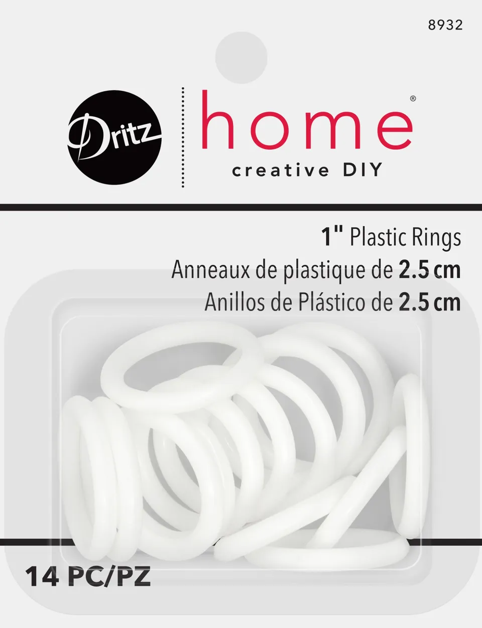 Dritz 8932 anneaux plastique blanc 1" x 14 pc rideaux
