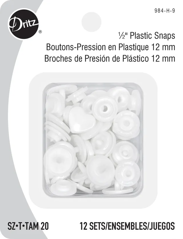 Dritz Boutons Pression Cœur Rouge Plastique 12 pcs