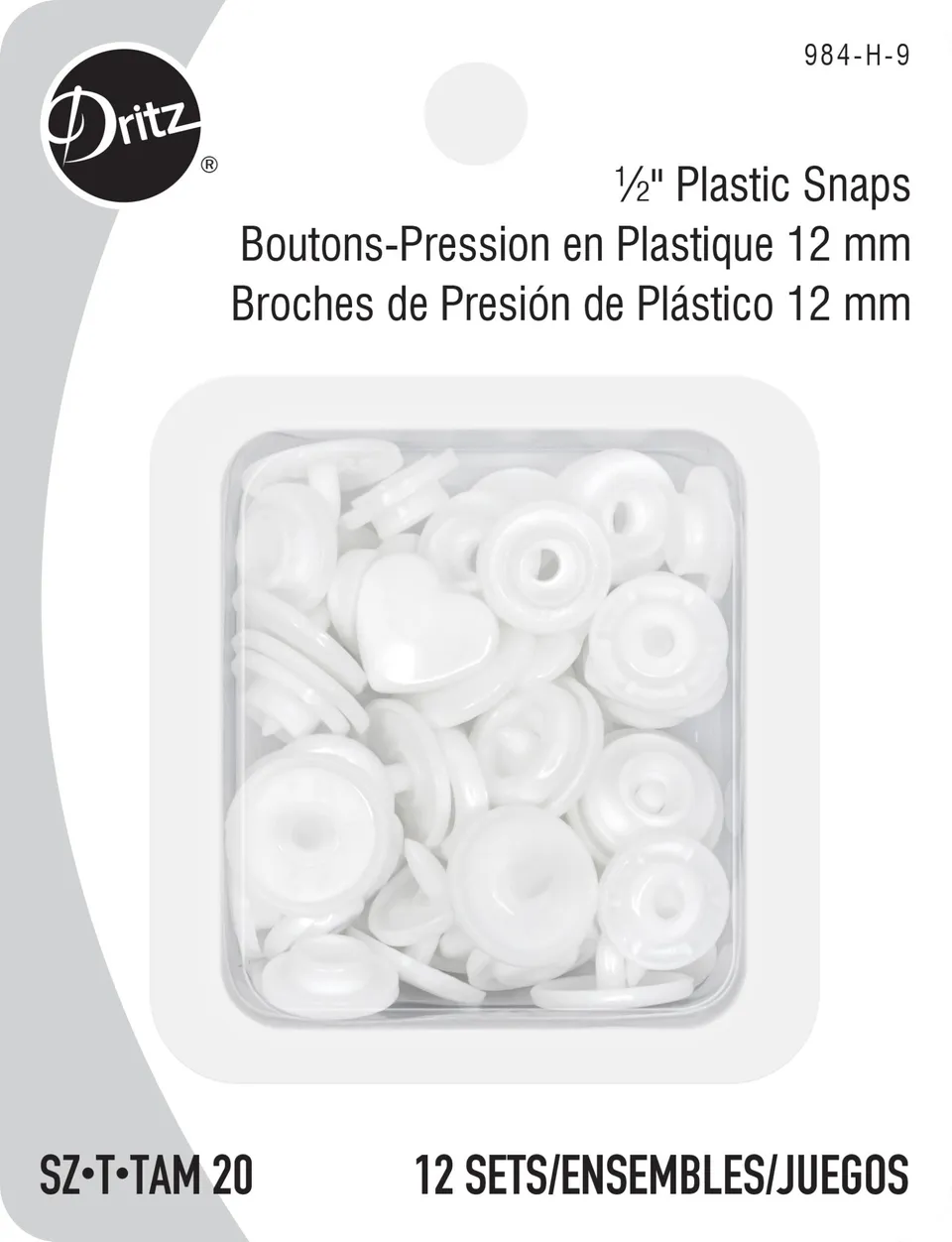 Dritz Boutons Pression Cœur Rouge Plastique 12 pcs