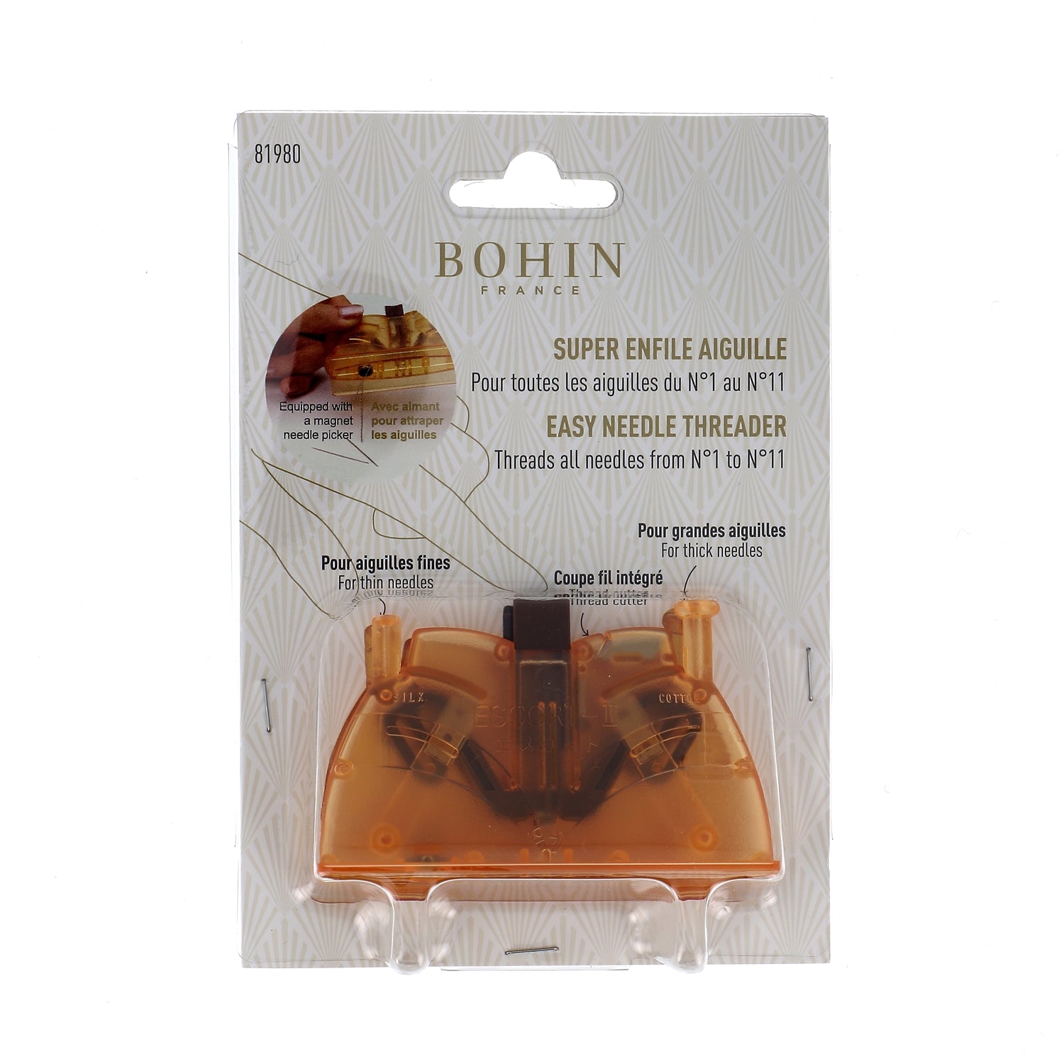 Bohin Super enfile-aiguille N°1-11 aimant coupe-fil