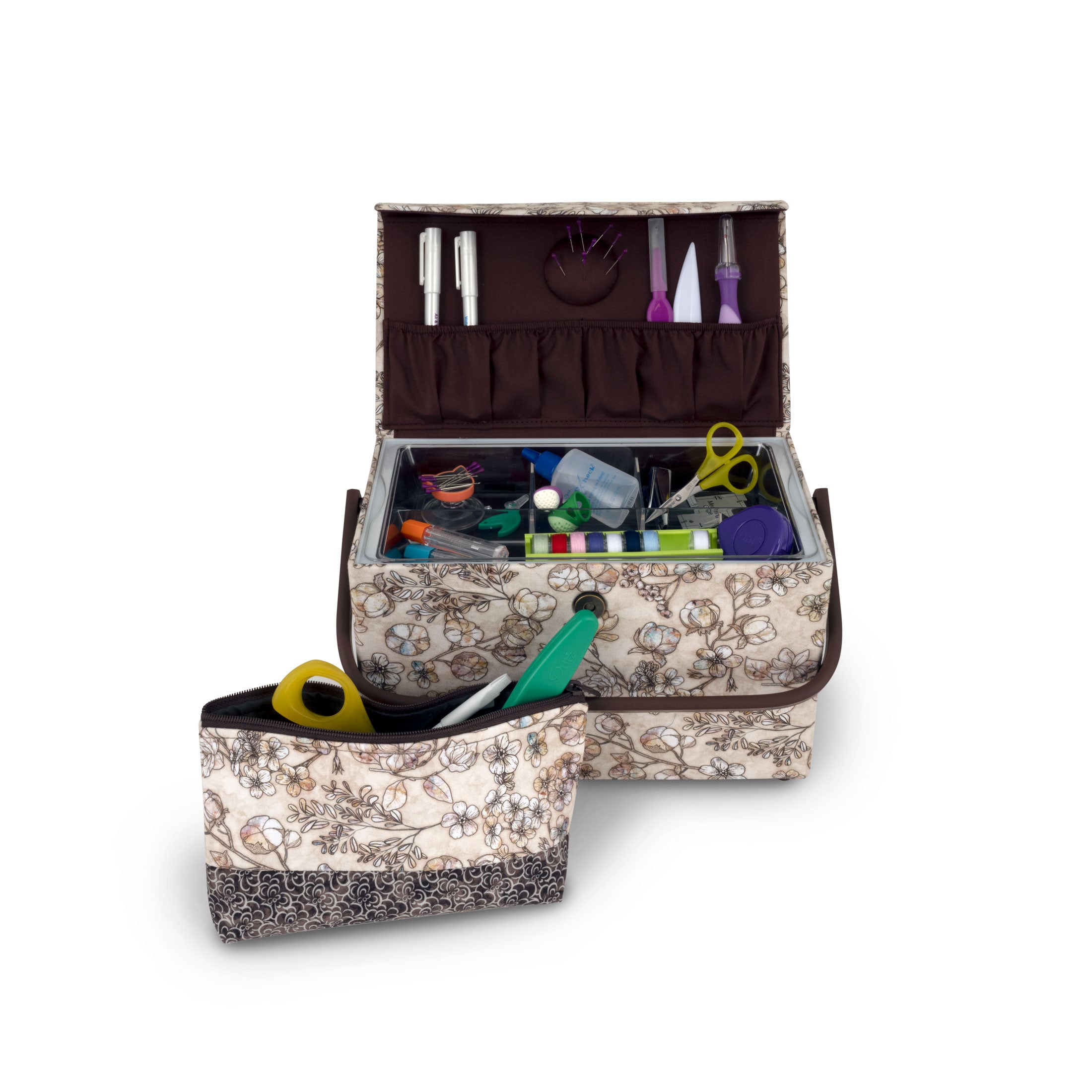 Dritz Z10456 panier couture rectangulaire moyen fleuri + trousse