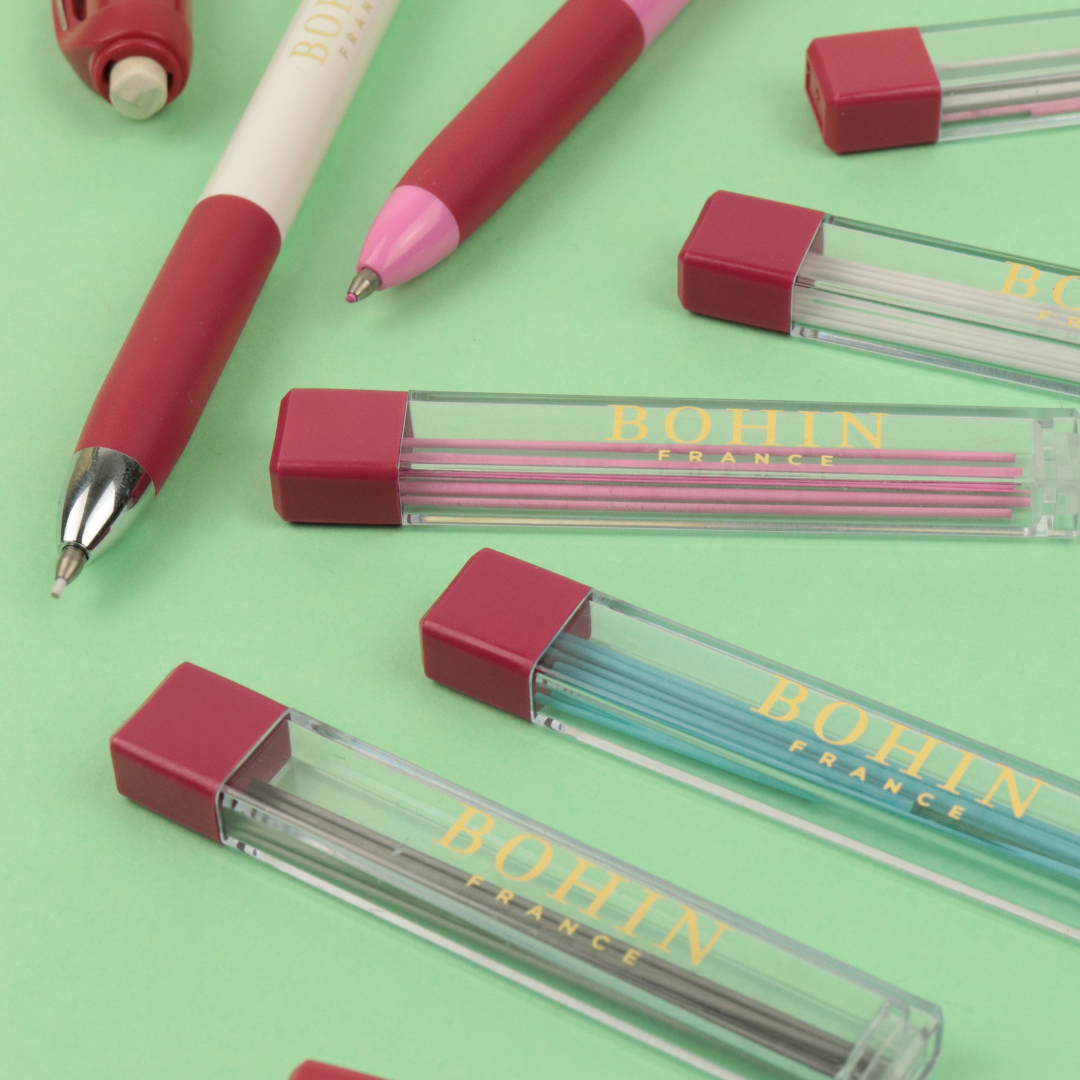 Bohin Marquage Recharge 6 mines crayon craie 0,9 mm rose