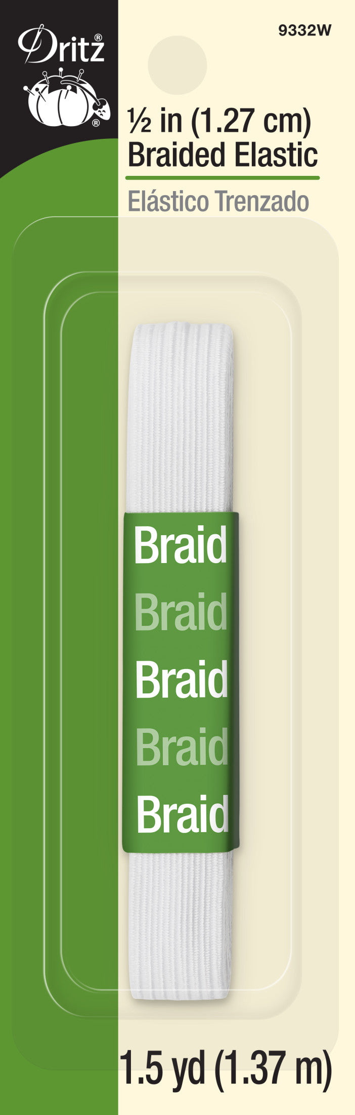 Dritz Elastics Braided élastique blanc 1/2 1-1/2 yd
