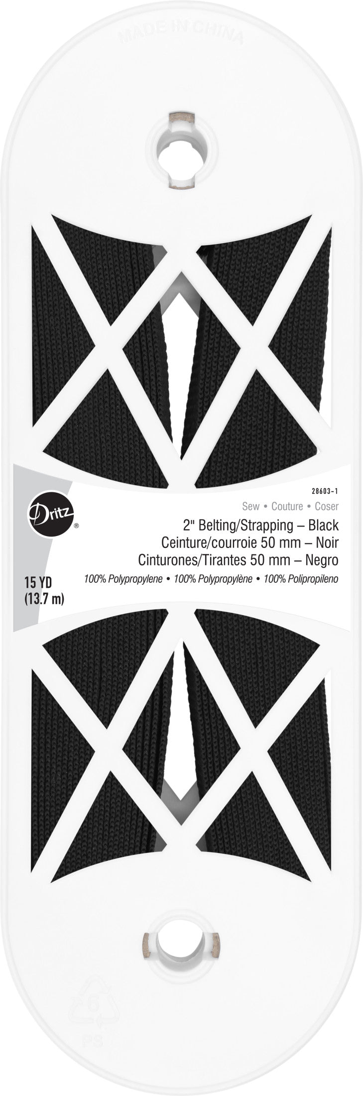 Dritz Sangle polypropylène noire 50 mm rouleau 13,7 m