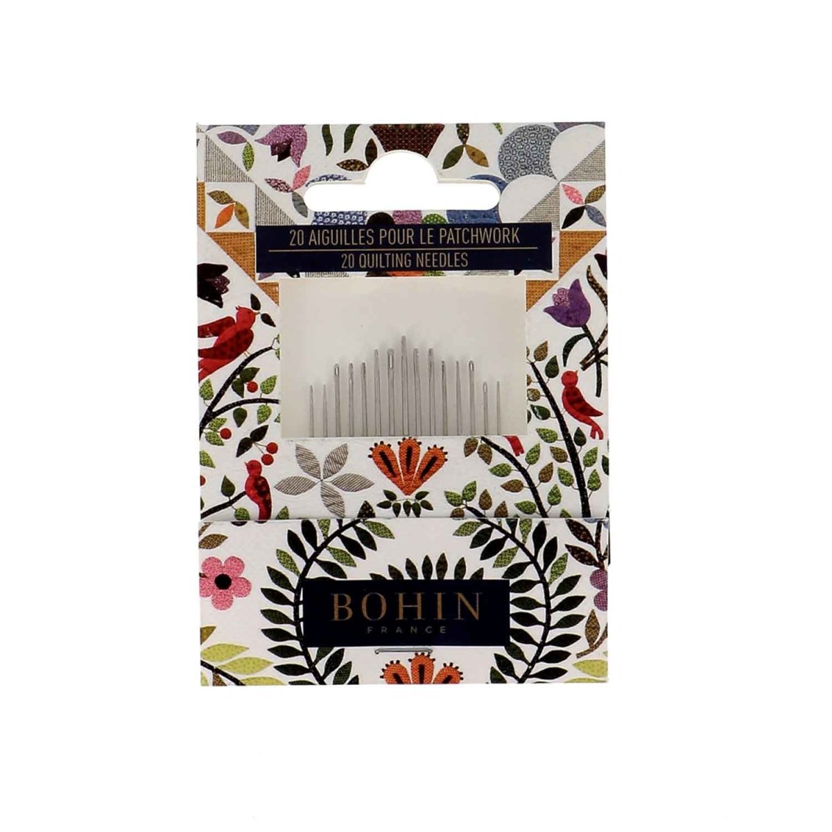 Bohin Patchwork carnet 20 aiguilles N°3/9 demi-longues