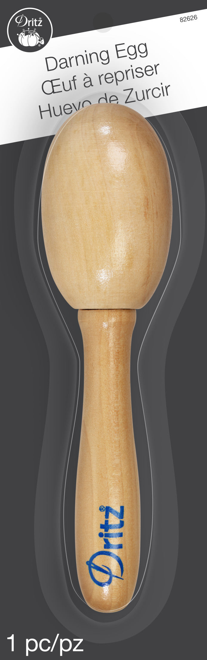 Dritz Œuf à repriser en bois 82626 avec manche