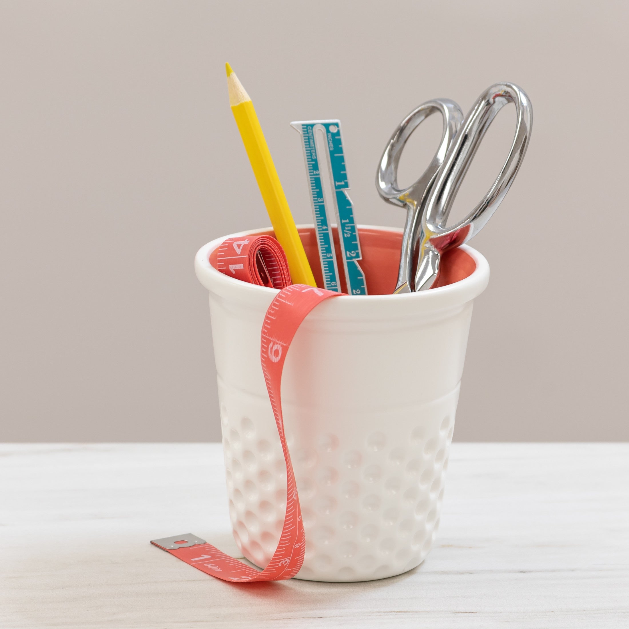 Dritz pot dé à coudre céramique corail rangement