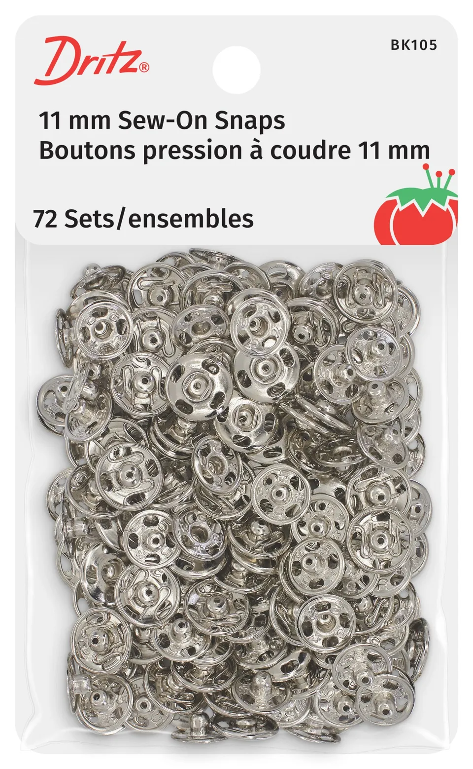 Dritz Fasteners boutons pression à coudre nickel 72 sets taille 1