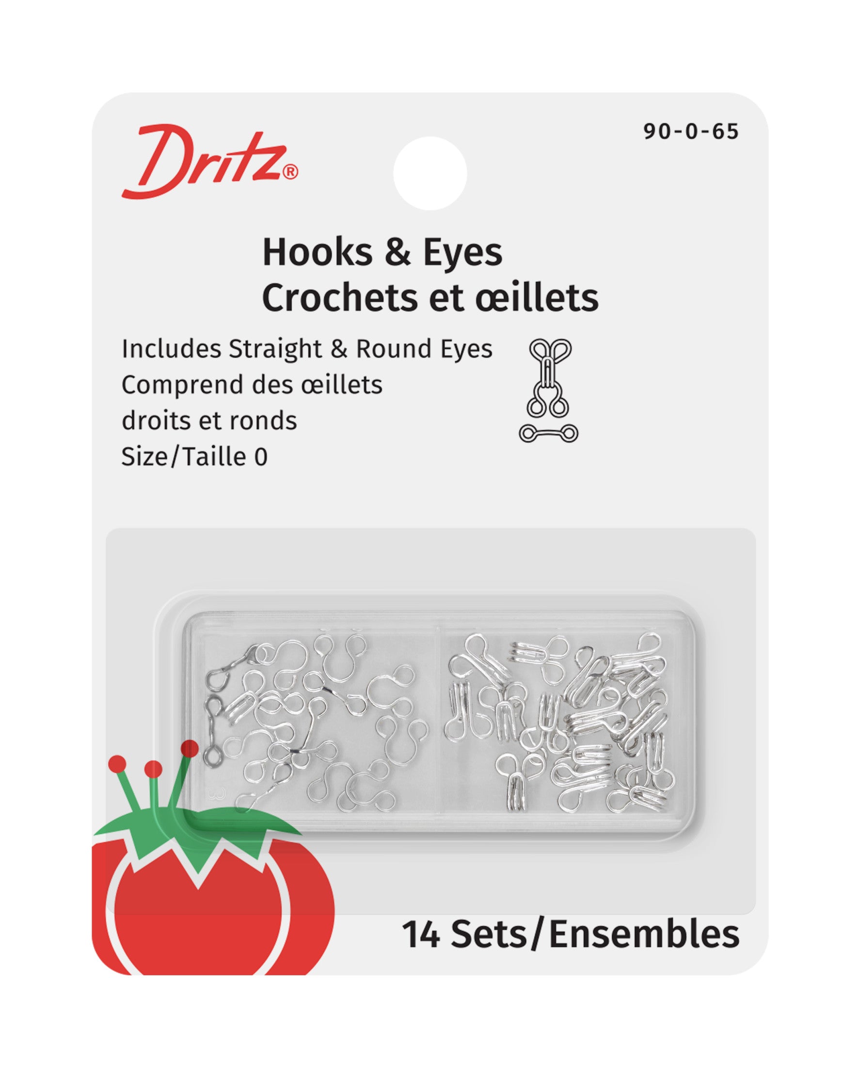 Dritz Hooks & Eyes agrafes nickel 14 pièces