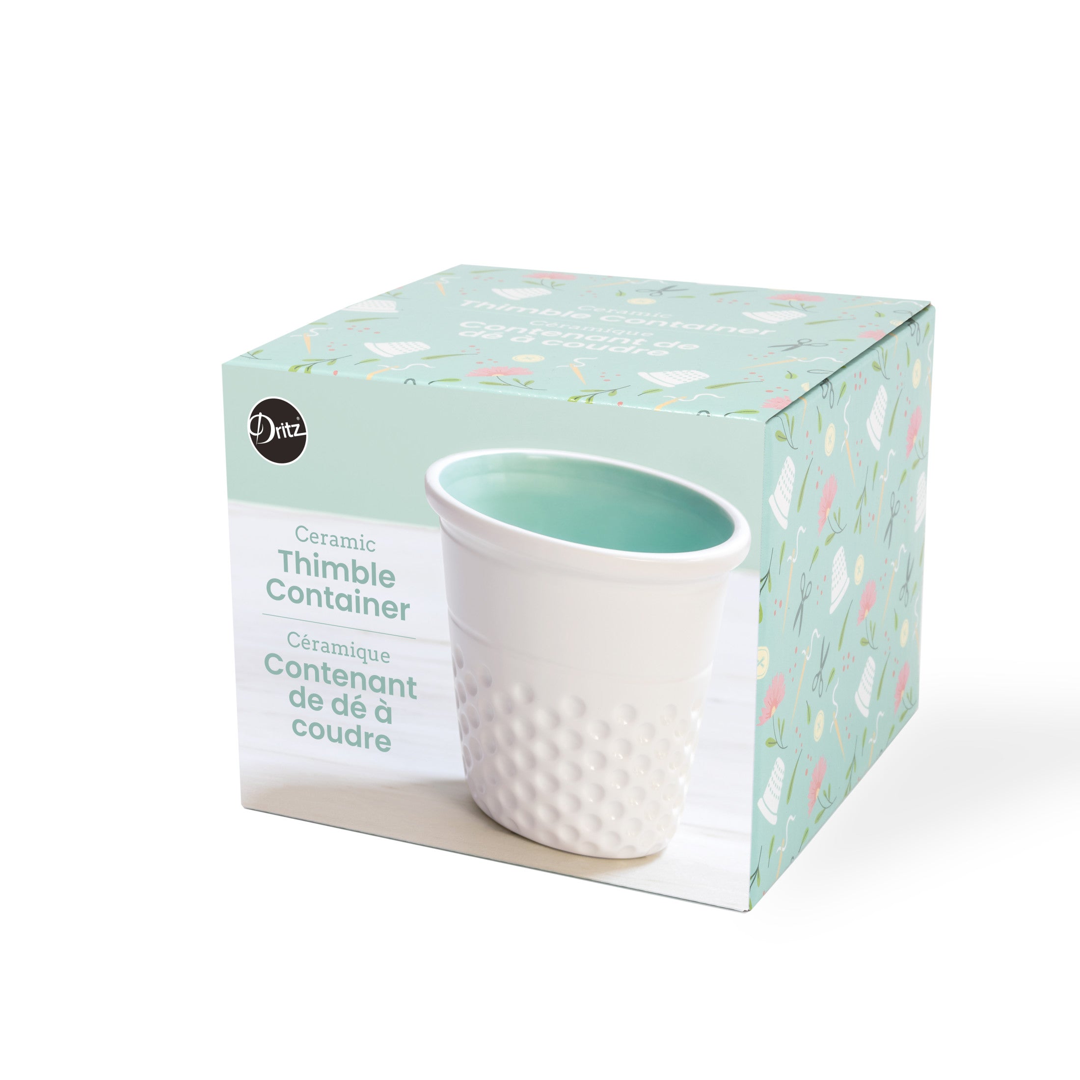 Dritz pot dé à coudre céramique corail rangement