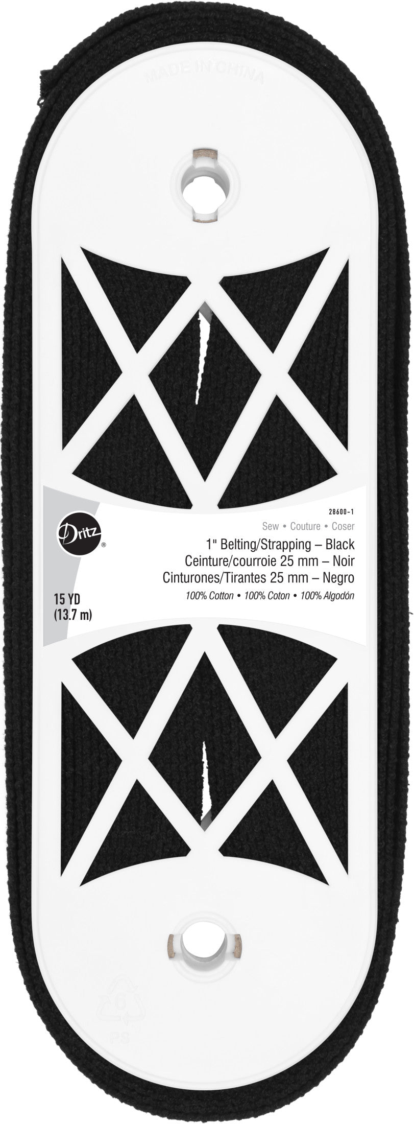 Dritz Belting Strapping sangle coton noir 25 mm 15 yards