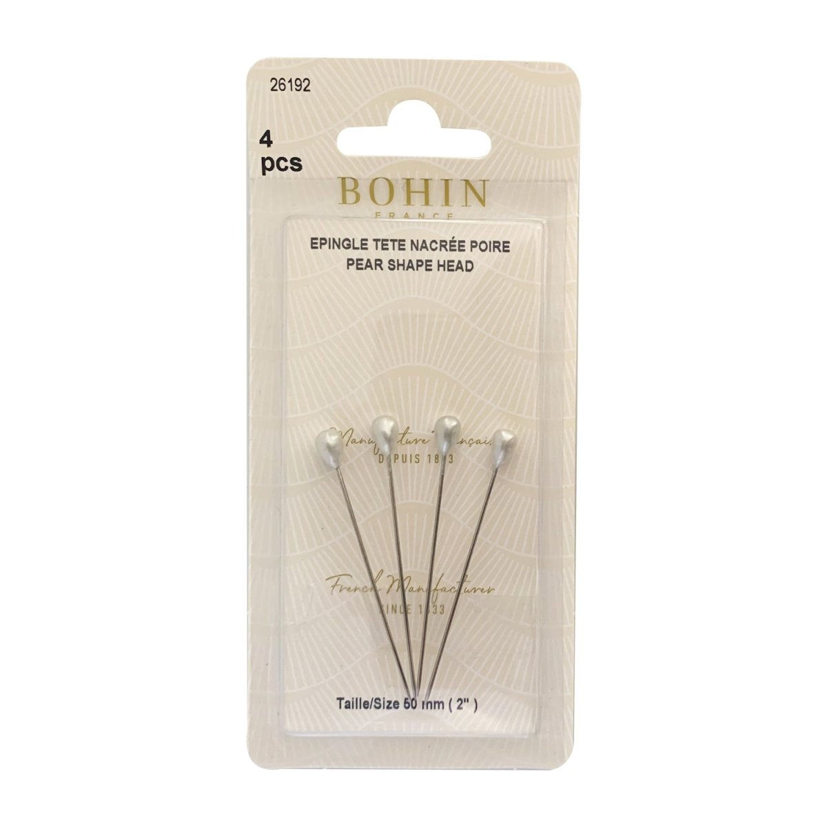 Bohin Épingles extra-longues tête perle 65 mm x 0,80 mm