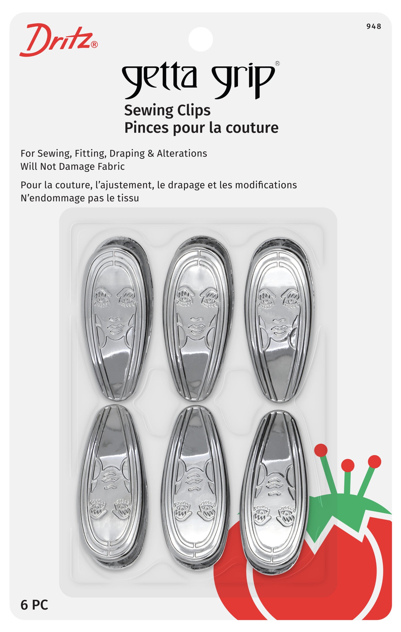 Dritz Getta Grip 948 pinces couture argent 6 pc