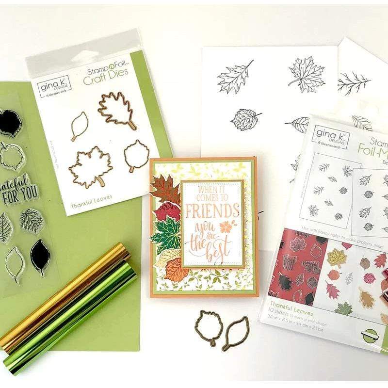 Gina K. Designs Thankful Leaves set tampons automne foil