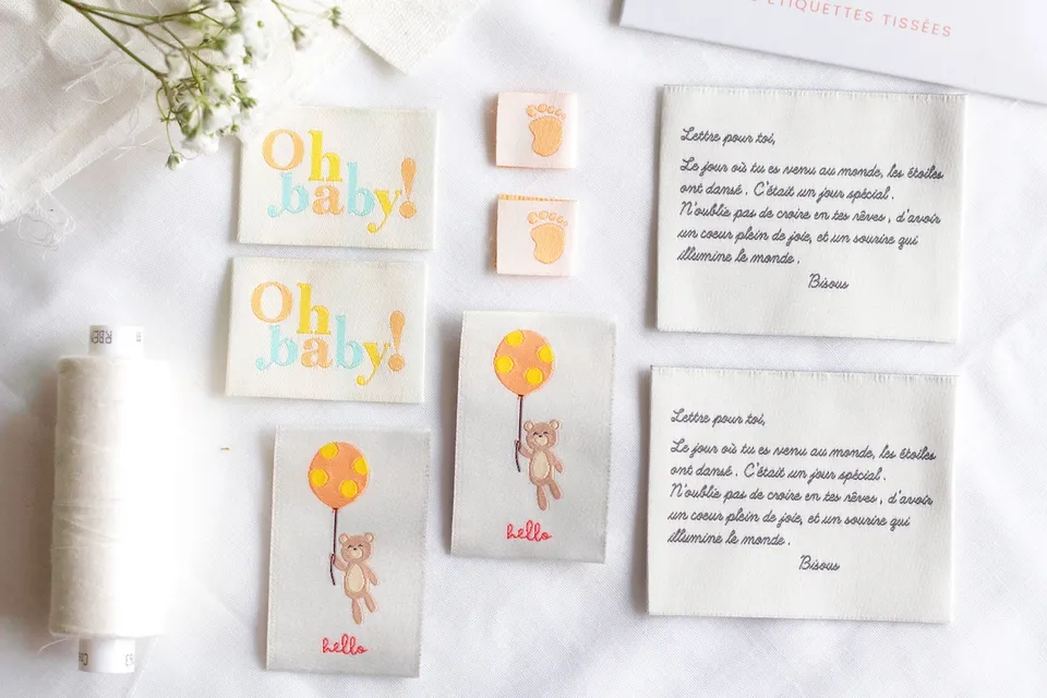 La Petite Maison Couture Oh Baby! x8 étiquette à coudre pastel naissance