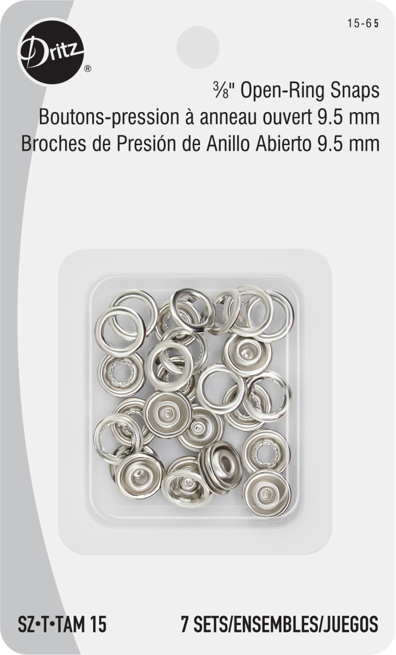 Dritz Boutons pression 3/8" blancs 7 paires métal à coudre