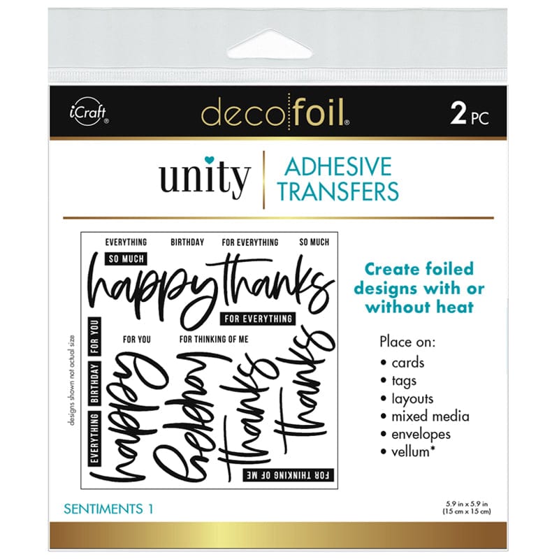 Unity Stamp Sentiments 1 transfert adhésif foil lot 2