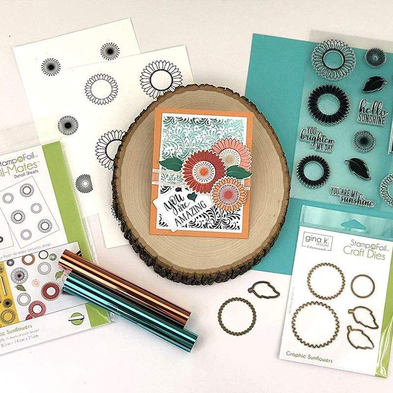Gina K. Designs StampnFoil Tampon Graphic Sunflowers
