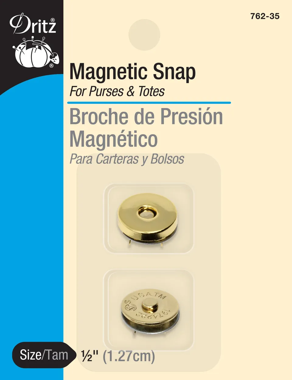 Dritz Bouton Magnétique 12 mm Doré 1 Jeu