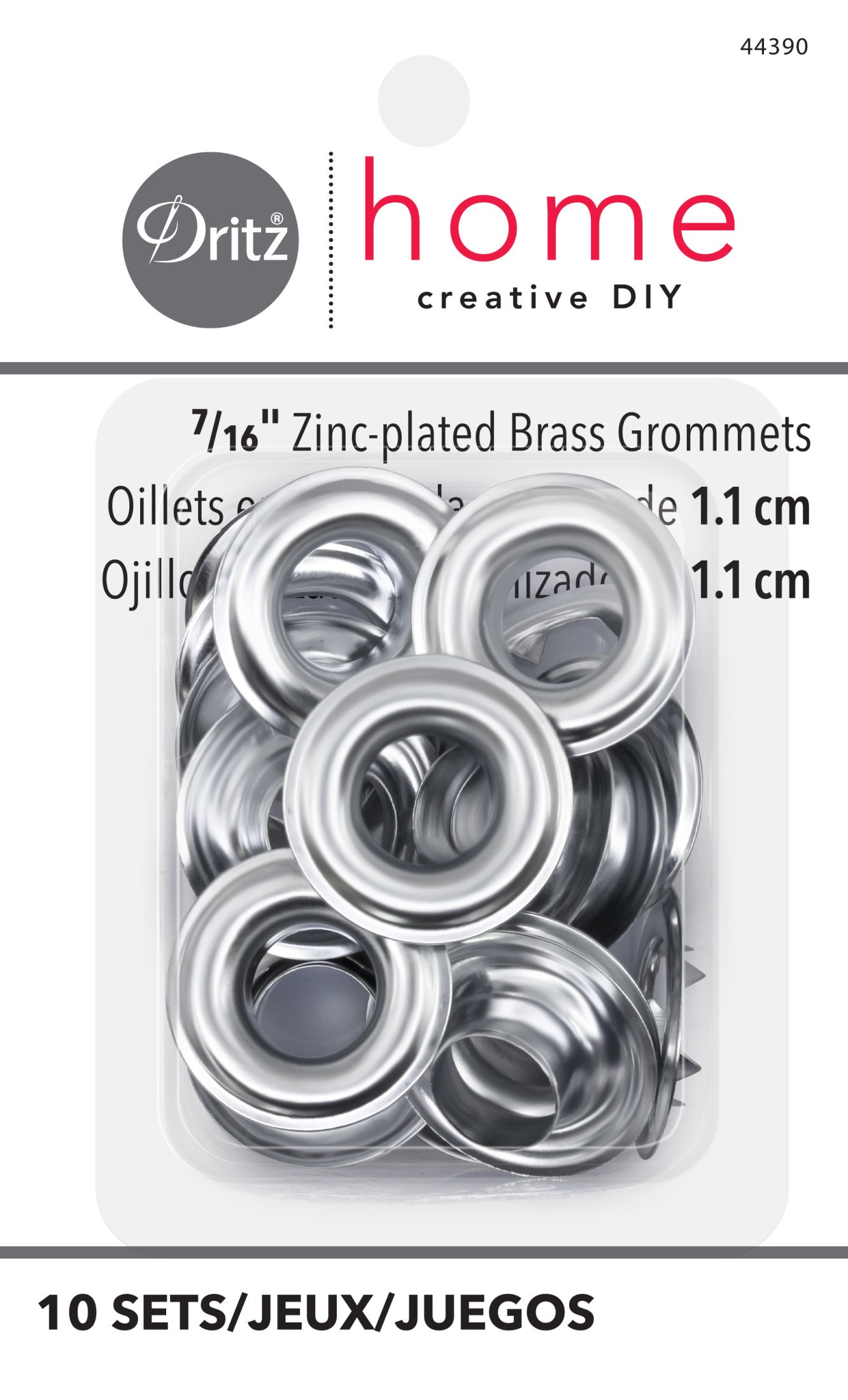 Dritz Oeillets Métal Argent 11 mm Lot 10 Jeux