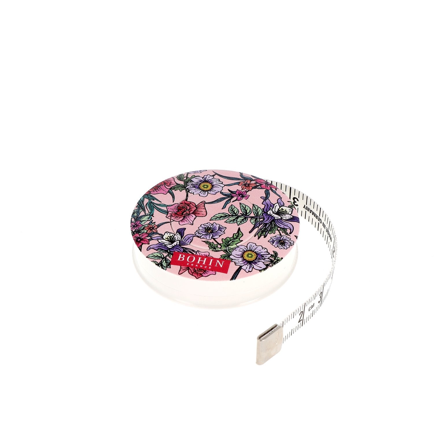 Bohin Mesure Mètre Enrouleur Blossom 150 cm Bleu