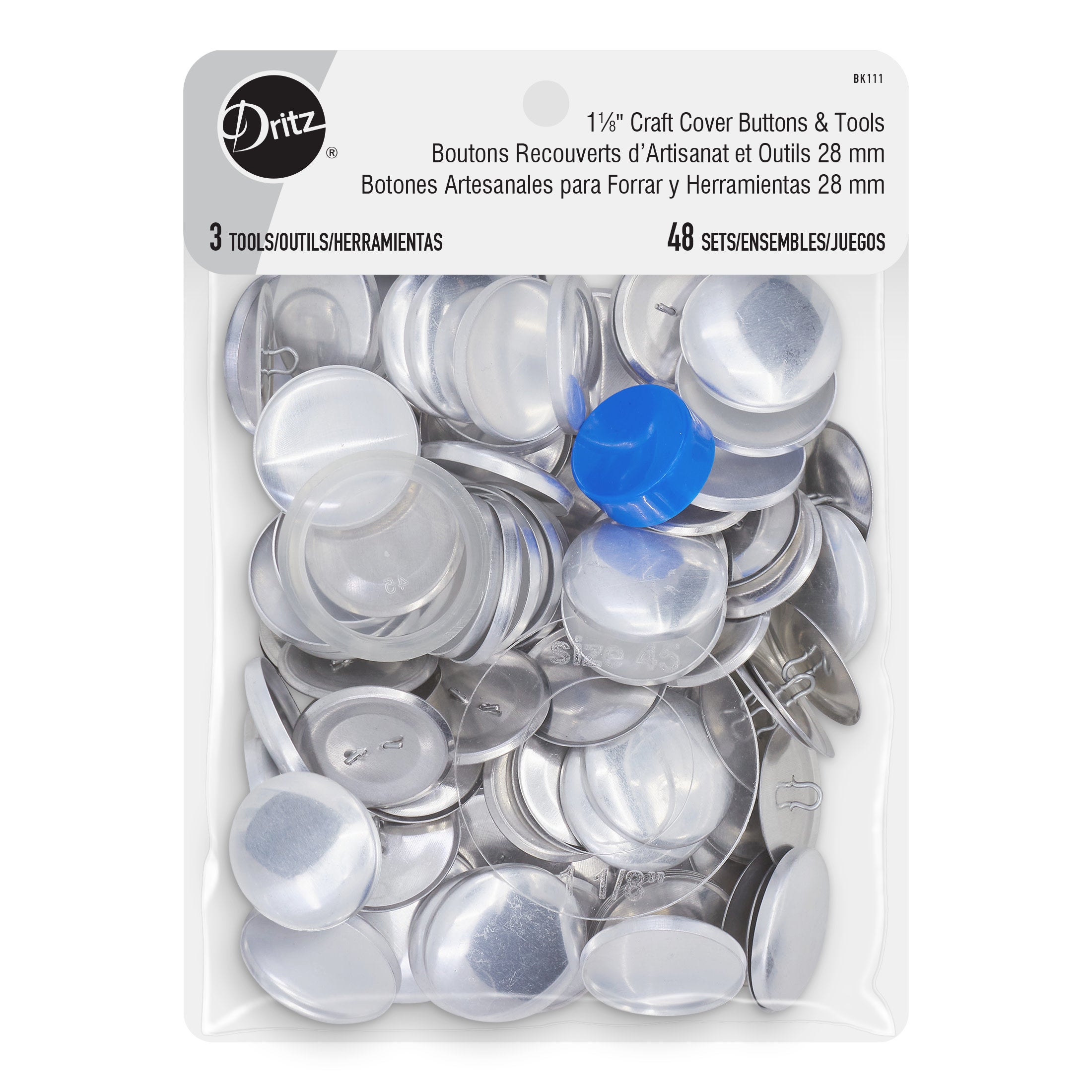 Dritz Craft boutons à recouvrir 28 mm 48 sets outils