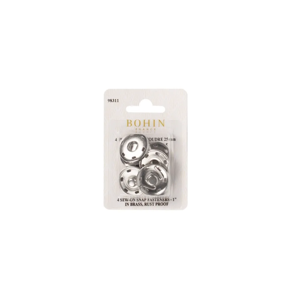 Bohin Boutons et pressions Pressions à coudre argent 30 mm laiton