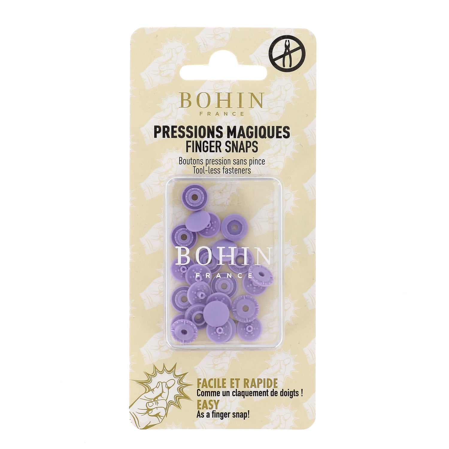Bohin Pressions magiques bouton pression 9 mm mauve