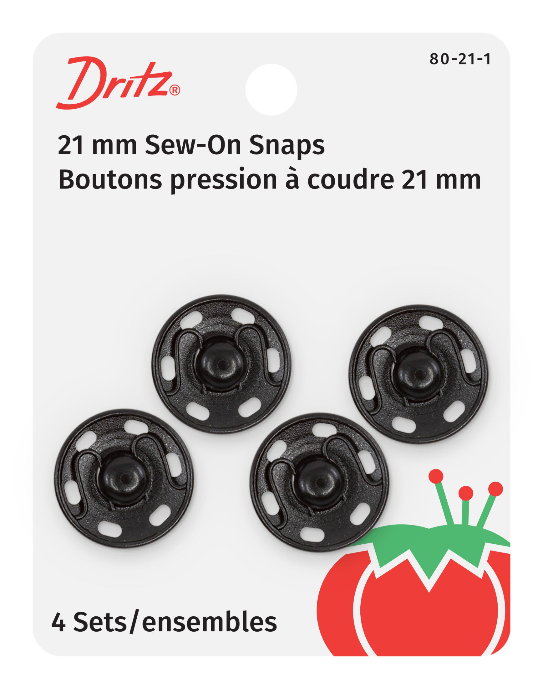 Dritz Fasteners Boutons pression à coudre T10 nickel x4