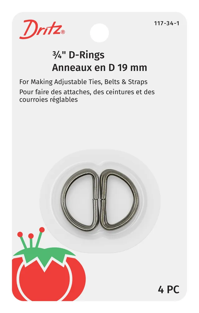Dritz Anneaux en D 19 mm Noir x4 Sangle Sac