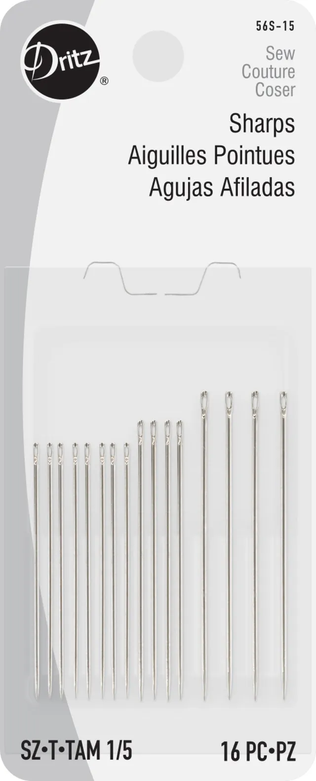 Dritz Sharps aiguilles main assorties 1/5 fil tissu