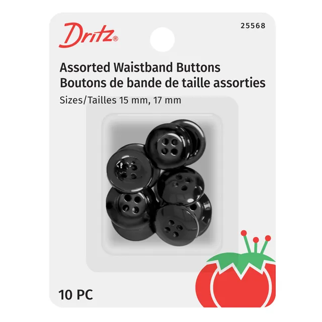 Dritz 25568 boutons ceinture noirs 15 17mm lot 10