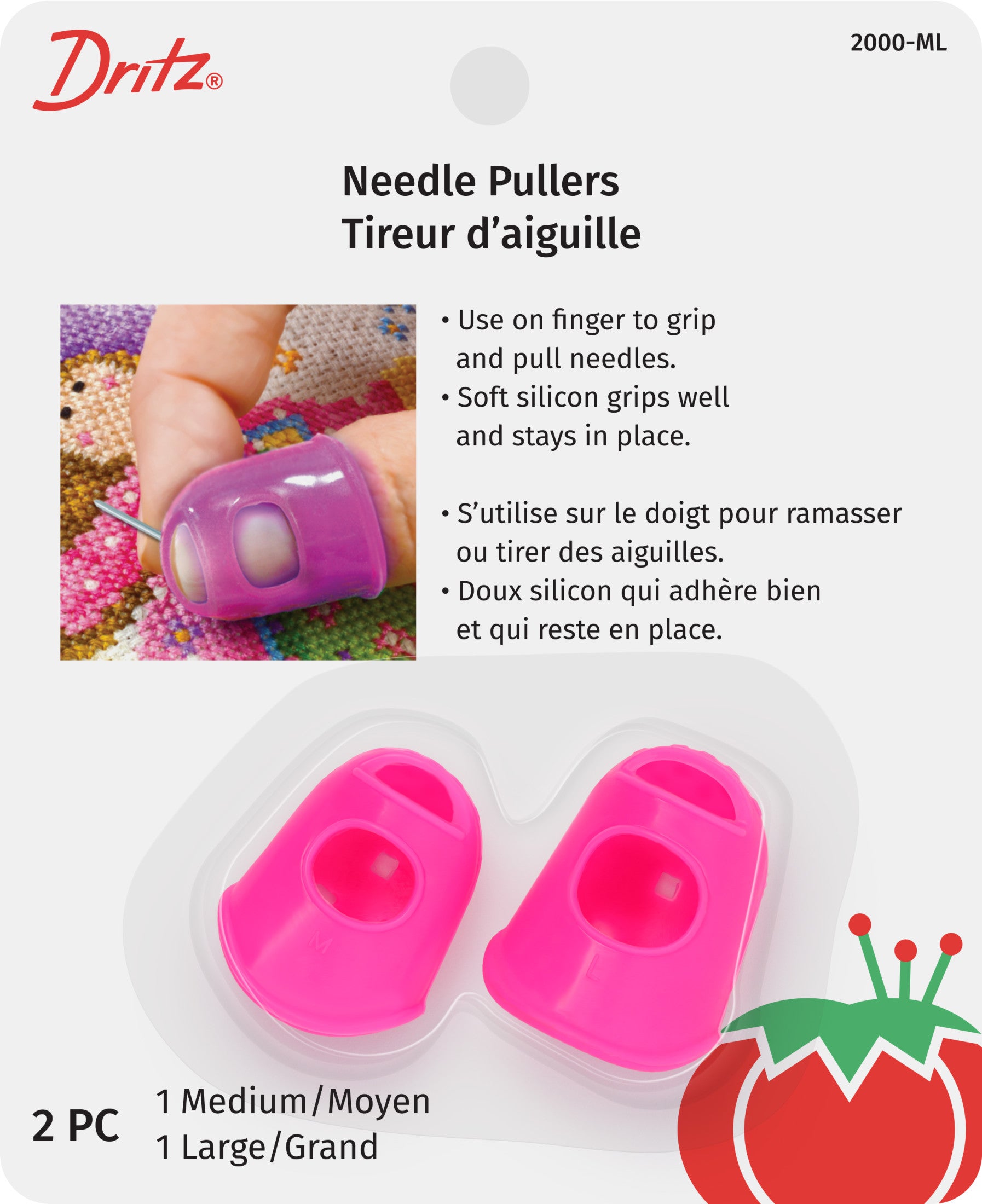 Dritz Needles Tire-Aiguille Small & Medium lot 2 grip silicone