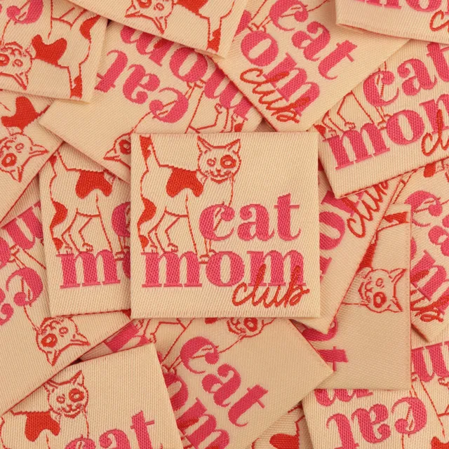 Bohin Étiquettes à coudre Cat mom club étiquette tissée carrée