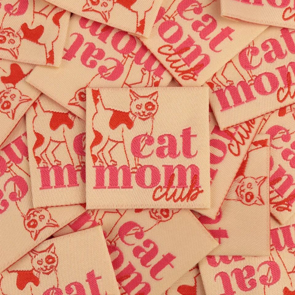 Bohin Étiquettes à coudre Cat mom club étiquette tissée carrée