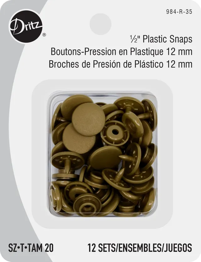 Dritz Fasteners Boutons Pression Plastique Doré 12 Sets