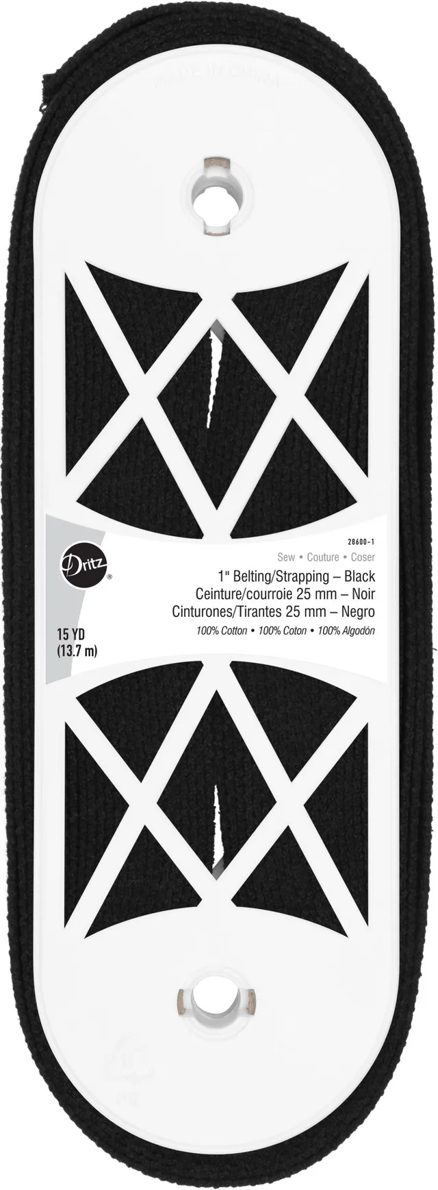 Dritz Belting Strapping sangle coton noir 25 mm 15 yards