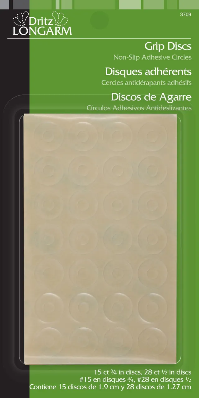 Dritz 3709 pastilles grip transparentes 43 pc règle