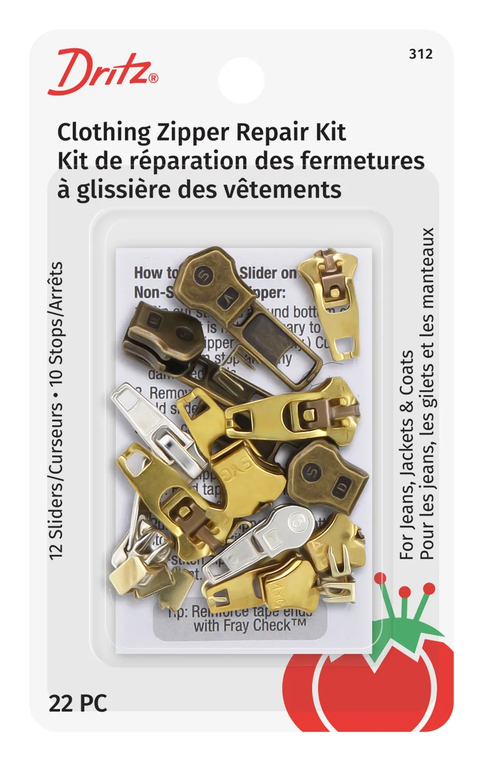 Dritz 312 kit réparation fermeture éclair assorti