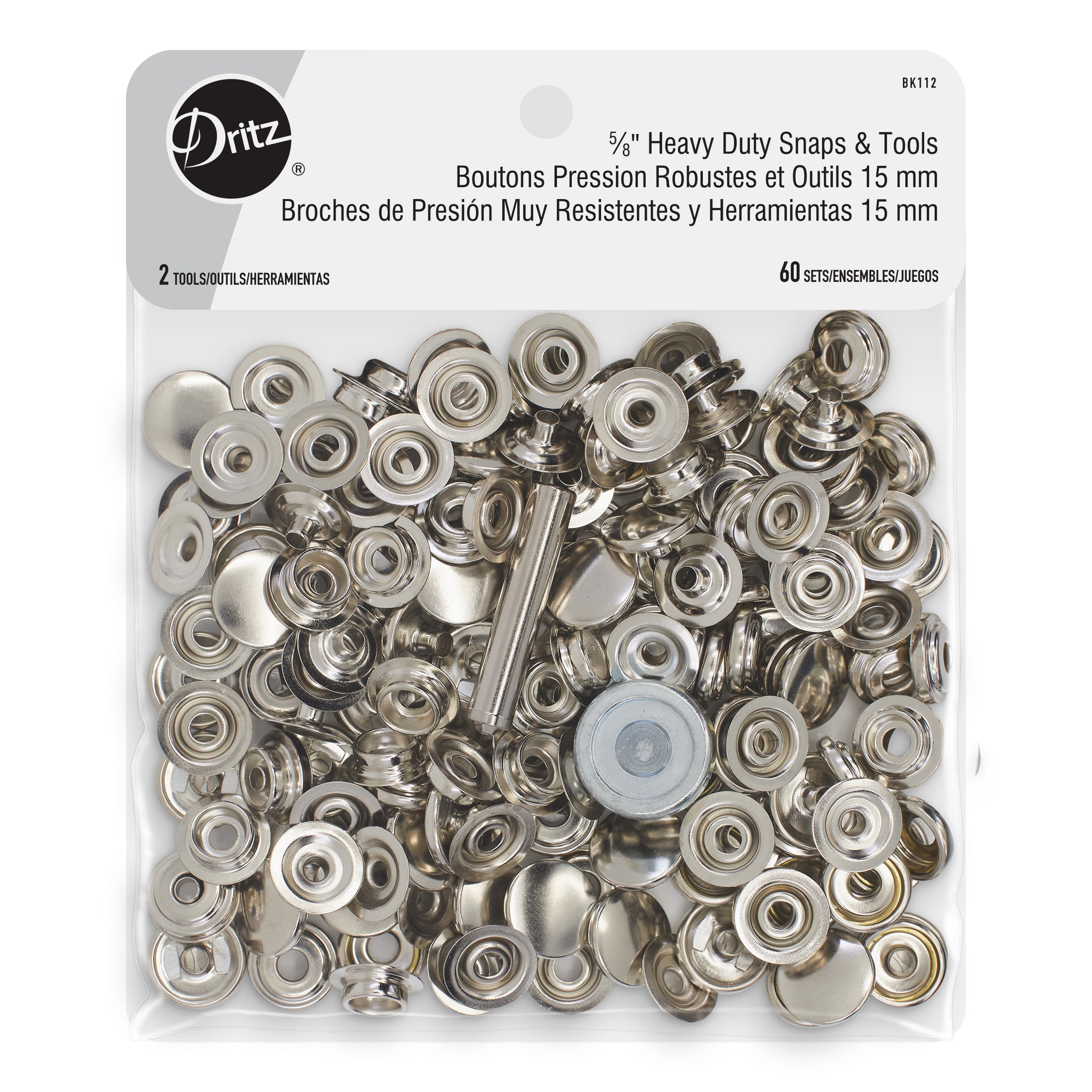 Dritz Fasteners Boutons pression robustes 15 mm 60 jeux