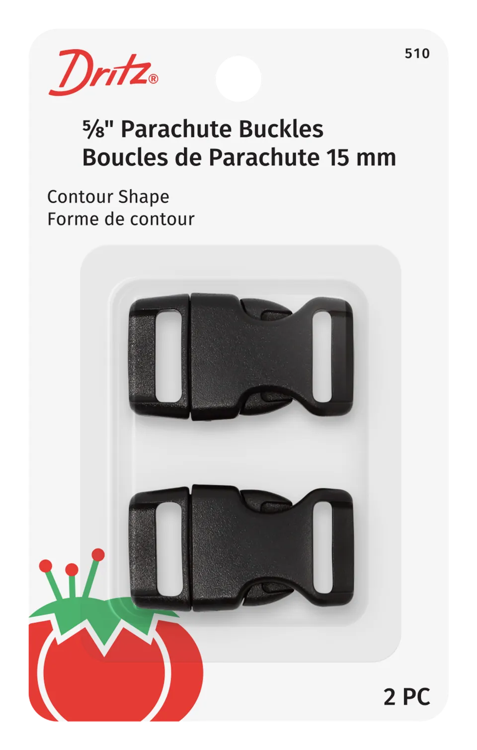 Dritz Boucles parachute 510 sangle 15mm noires x2
