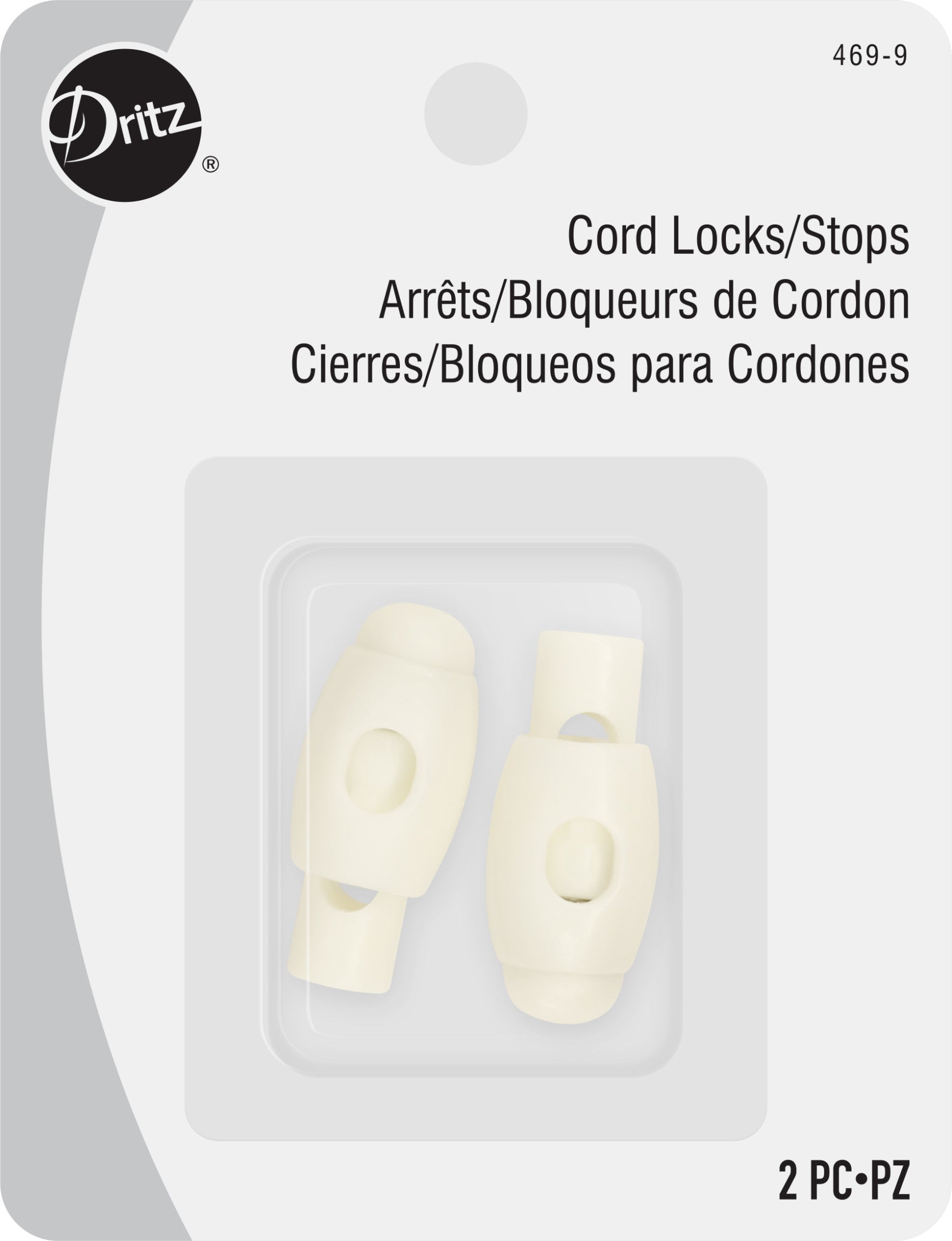 Dritz bloque-cordons plastique noir stops 2 pc vêtement
