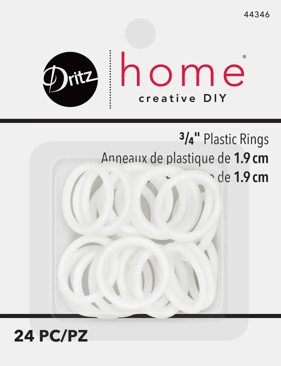 Dritz Home Anneaux plastique rideaux blanc 19 mm 24 pcs