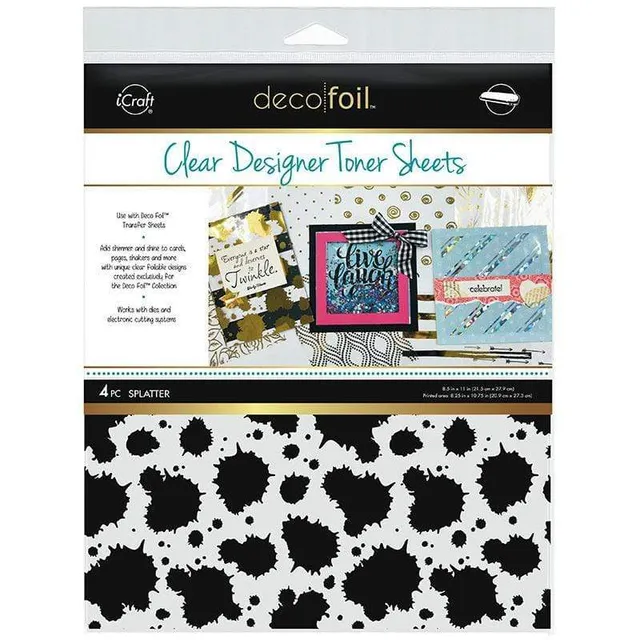 Deco Foil feuilles toner Splatter transparent 4 feuilles