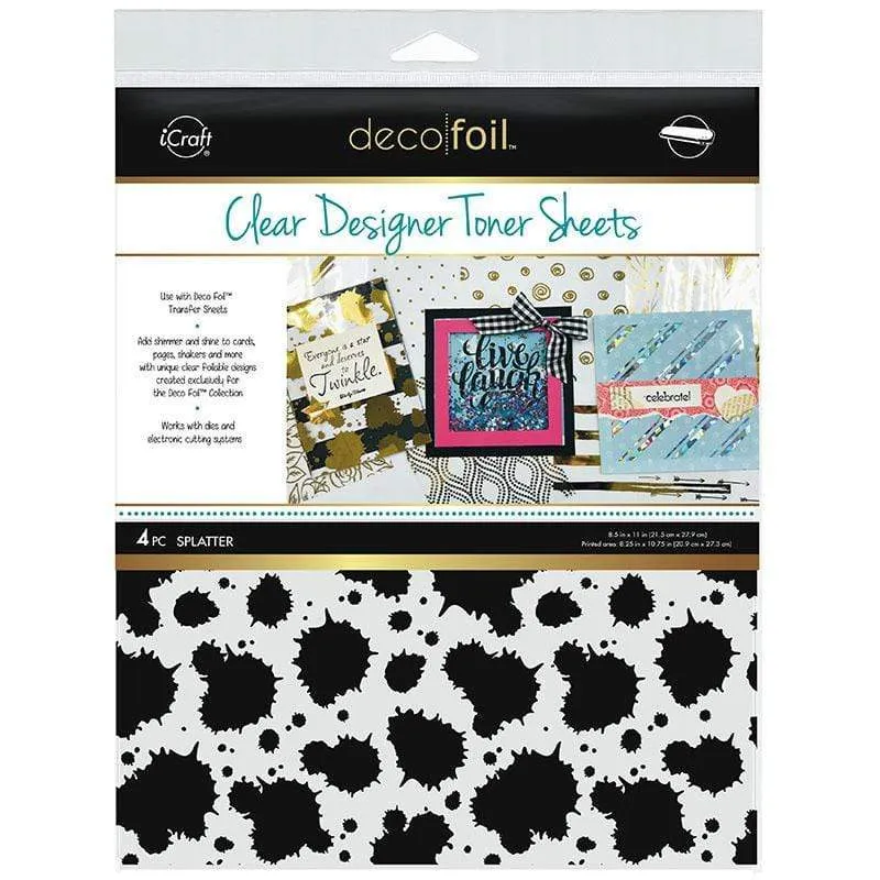 Deco Foil feuilles toner Splatter transparent 4 feuilles