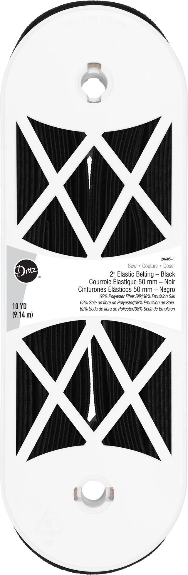 Dritz 28605 sangle élastique noire 50 mm 10 yards ceinture